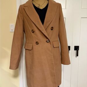 Topshop Double-Breasted Tan Trench Coat